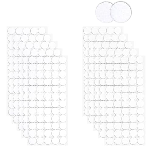 20mm Klettpunkte Selbstklebend 600 Stück 300 Paar Klett Klebepunkte Self Adhesive Klebend Klettverschluss Rund Doppelseitig Klebende Klettverschluss für Papier,Kunststoff,Glas,Metall,Leder(Weiß) von QinyOulhause
