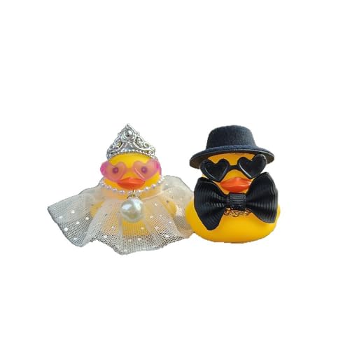QinyOulhause Quietscheente Hochzeitspaar 4 Stück Brautpaar Quietscheente als lustiges Hochzeitsgeschenk Mini-Deko für Hochzeitsfeier Rituale Partys von QinyOulhause