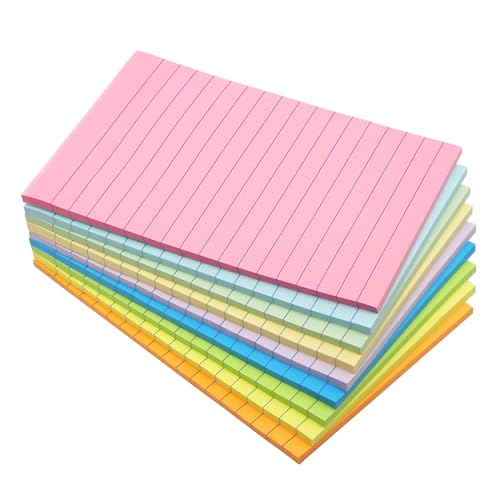 Qiseven Haftnotizen, 9 Pastellfarben, 100 x 150 mm, 315 Stück, Super Haftkraft, Groß, Liniert, Vielfältig verwendbar von Qiseven