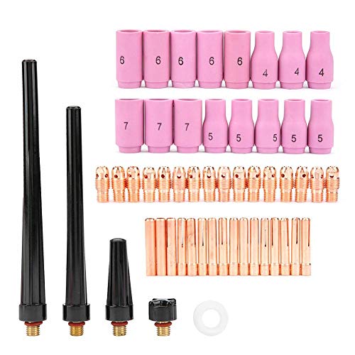 Qiterr WIG-Schweißbrenner-Zubehör: 53-teiliges Set für WP-9/20/25 mit Aluminium-Düsen, -Spannzangen und -Gaslinsen in Rosa von Qiterr