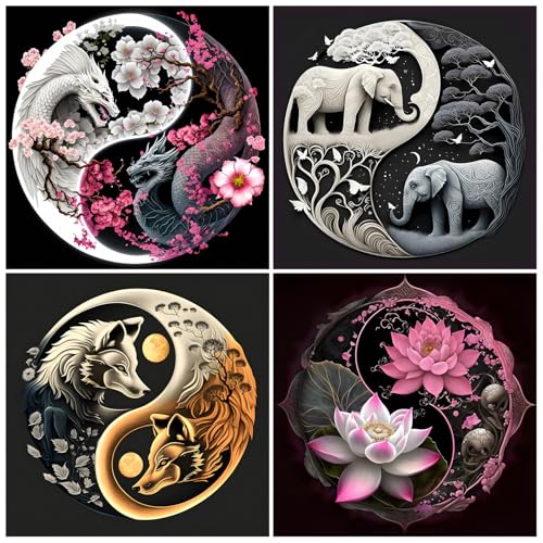 Qiukoo 4 Stücke Diamond Painting Erwachsene - Diamond Painting Bilder Set - Geschenk Mädchen ab 10 Jahre - Basteln Erwachsene Kreatives für Mädchen von Qiukoo