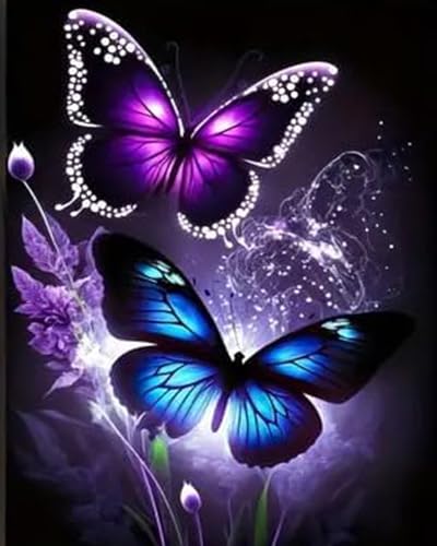 Qiukoo Diamond Painting Erwachsene Kinder Schmetterling, Diamant Painting Bilder, Basteln Mädchen 10 Jahre Diamond Painting Set,DIY Diamant Kunst Malerei Stickerei Set Kreuzstich Bilder 30x40cm von Qiukoo