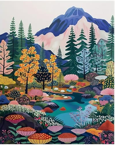 Qiukoo Malen Nach Zahlen Erwachsene Landschaft Blumen, Paint by Numbers Malen Nach Zahlen, DIY Blume mit Pinseln und Acrylfarben Handgemalt Ölgemälde Leinwand für Home Decor(40x50cm) von Qiukoo
