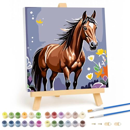 Qiukoo Malen Nach Zahlen Kinder mit Rahmen - Pferde Malen Nach Zahlen Kinder ab 6 7 8 9 10 Jahre Mädchen und Junge, Tiere Paint by Numbers für Geschenke und Wand Dekoration 20x20cm Mit Staffelei Qiukoo Malen Nach Zahlen Kinder mit Rahmen - Pferde Malen Nach Zahlen Kinder ab 6 7 8 9 10 Jahre Mädchen und Junge, Tiere Paint by Numbers für Geschenke und Wand Dekoration 20x20cm Mit Staffelei von Qiukoo