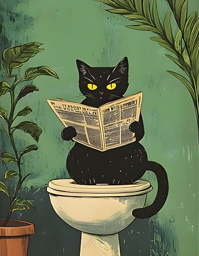 Qiukoo Malen nach Zahlen Erwachsene Schwarze Katze 40x50 cm – Malen nach Zahlen Kreativ Set für Erwachsene und Anfänger mit DIY Malset, Paint by Numbers Leinwandbild Motiv Ohne Rahmen von Qiukoo