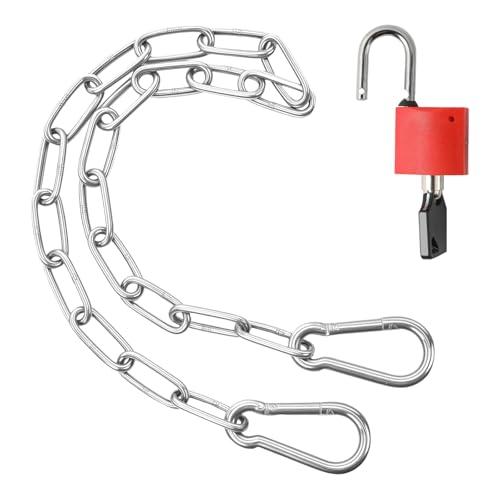 Edelstahlkette，Stahlkette mit Karabiner,51 cm Edelstahl Kette mit einem Schloss, geeignet für Pferdeställe, Haustierkäfige, Hängesessel und hängende Pflanzenkübel (Silber) von Qiuruoo