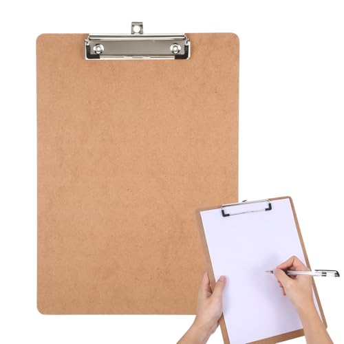 Klemmbrett A4 Holz, Klemmbretter A4 mit Klammer für Tägliche Notizen, zum Organisieren von Quittungslisten und Täglichen Besorgungslisten Datei (Buff Farbe)(Papierhautfarbe) von Qiuruoo