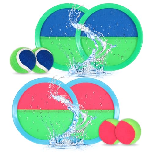 Klettballspiel,Ostergeschenke Kinder, Wasserspielzeug Kinder Outdoor, 4 Fänge, 2 harte Bälle und 2 weiche Bälle,Ideal für den Einsatz im Freien, z. B. in Parks, an Stränden, in Hinterhöfen und im Haus Klettballspiel,Ostergeschenke Kinder, Wasserspielzeug Kinder Outdoor, 4 Fänge, 2 harte Bälle und 2 weiche Bälle,Ideal für den Einsatz im Freien, z. B. in Parks, an Stränden, in Hinterhöfen und im Haus von Qiuruoo