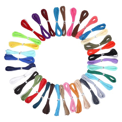 35 Rolls Gewachste Baumwollschnur Set, 10m Makramee Garn 1mm, 35 Farben Nylonschnur Makramee Set, Nylonfaden Gummiband für Armbänder Knüpfen, DIY Handwerk Machen (35 Farben) von Qiuvpop
