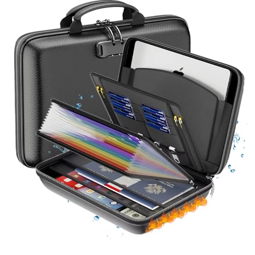 Qivine 1472℉ Feuerfeste Dokumentenbox mit Schloss, Tragbare Dokumententasche A4 mit 13 Taschen, Wasserfeste Aktenkoffer Herren zum Abheften für Zuhause, Büro Qivine 1472℉ Feuerfeste Dokumentenbox mit Schloss, Tragbare Dokumententasche A4 mit 13 Taschen, Wasserfeste Aktenkoffer Herren zum Abheften für Zuhause, Büro von Qivine