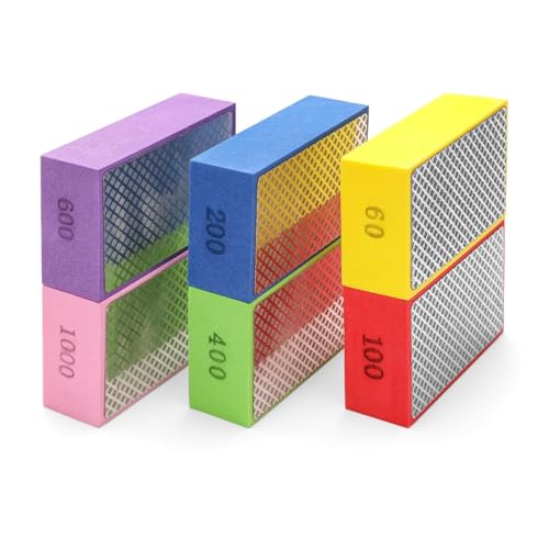 Qivine 6 Stück Diamant Schleifpad, Glas Marmor Polierset Schleifschwämme, Schleifblöcke Polierpads Fliesen Schleifen 60# 100# 200# 400# 600# 1000# für Granit, Keramik Qivine 6 Stück Diamant Schleifpad, Glas Marmor Polierset Schleifschwämme, Schleifblöcke Polierpads Fliesen Schleifen 60# 100# 200# 400# 600# 1000# für Granit, Keramik von Qivine