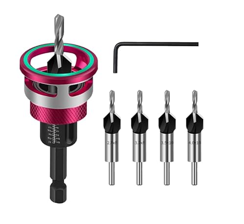 Qivine 8/10mm Bohrer mit Senker Holz, Metall Bohrsenker mit Tiefenanschlag 1/4" Hex Schaft, Rot Präzise Bohrungen Senkkopfbohrer Holz für Holzverarbeitung Qivine 8/10mm Bohrer mit Senker Holz, Metall Bohrsenker mit Tiefenanschlag 1/4" Hex Schaft, Rot Präzise Bohrungen Senkkopfbohrer Holz für Holzverarbeitung von Qivine