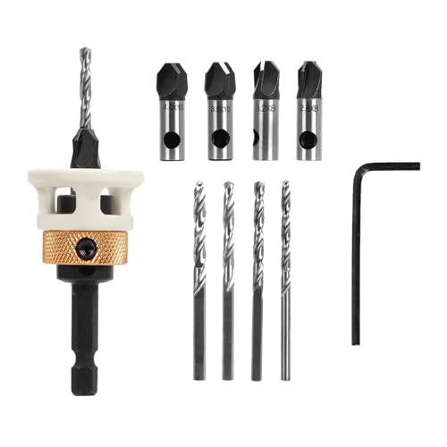 Qivine 8mm Kegelsenker Senkbohrer Holz, Holzbohrer Bohrer mit Senker, Bohrer Set Metall Bohrsenker mit Tiefenanschlag 1/4" Hex Schaft für Holzverarbeitung Qivine 8mm Kegelsenker Senkbohrer Holz, Holzbohrer Bohrer mit Senker, Bohrer Set Metall Bohrsenker mit Tiefenanschlag 1/4" Hex Schaft für Holzverarbeitung von Qivine