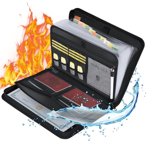 Qivine Feuerfeste Dokumententasche A4, Wasserfeste Aktenmappe Fächermappe A4 mit Reißverschluss, Ordner Dokumenten Organizer Mappe mit Fächern, Aktenkoffer Mappen Ordnersystem für Passport Bankdatei Qivine Feuerfeste Dokumententasche A4, Wasserfeste Aktenmappe Fächermappe A4 mit Reißverschluss, Ordner Dokumenten Organizer Mappe mit Fächern, Aktenkoffer Mappen Ordnersystem für Passport Bankdatei von Qivine