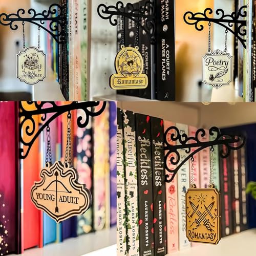 Quillandtavern Buch-Genre-Trennschilder Für Bücherregale, Benutzerdefinierte Genre-Buch-Trennschilder, Dekor, Etiketten-Hängehalterungen, Bücher-Trennschilder Für Die Heimbibliothek(Set) von Qixfyze