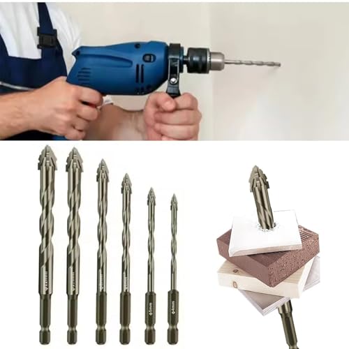 Vierschneidiger Gezackter Exzenterbohrer, 2025 Multifunktionaler Hochfester, Titanbeschichteter Spiral Gewindebohrer Satz mit Vier Nuten, Hochleistungs Mehrzweckwerkzeug(6 PCS Kit [4+5+6+8+10+12mm]) von Qixfyze