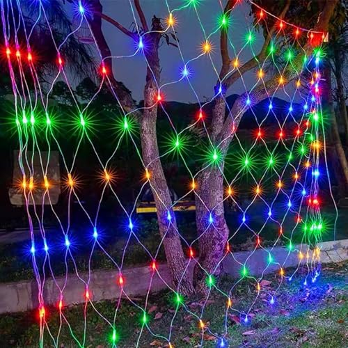 Qiydia 8 Beleuchtungsmodi, Lichternetz, Wasserdicht für Den Außenbereich, Weihnachtslichter, Led-Lichterkette für Weihnachtsbäume, Sträucher, Hochzeiten, Partydekorationen(2m x 2m 144led, Colorful) Qiydia 8 Beleuchtungsmodi, Lichternetz, Wasserdicht für Den Außenbereich, Weihnachtslichter, Led-Lichterkette für Weihnachtsbäume, Sträucher, Hochzeiten, Partydekorationen(2m x 2m 144led, Colorful) von Qiydia