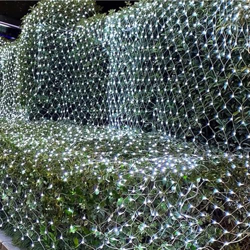 Qiydia Led-weihnachtsnetzlichter, wasserdichte Netzlichter für Den Außenbereich, Verbindbare Lichterketten mit 8 Modi für Bäume, Büsche, Sträucher, Gärten, Hochzeiten(2m x 2m 144led, Color) von Qiydia