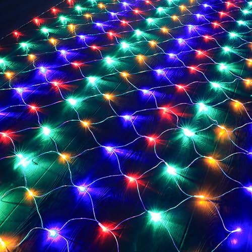 Qiydia Weihnachts-led-lichternetz, Verbindbare Netzlichter, Niederspannungs-lichterketten mit 8 Modi für Weihnachtsbäume, Büsche, Hochzeiten, Gartendekorationen Im Freien(10m x 8m 2600led, Color) von Qiydia