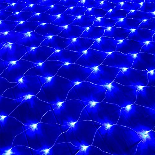 Qiydia Weihnachts-led-lichternetz, Verbindbare Netzlichter, Niederspannungs-lichterketten mit 8 Modi für Weihnachtsbäume, Büsche, Hochzeiten, Gartendekorationen Im Freien(3m x 2m 320led, Blue) von Qiydia
