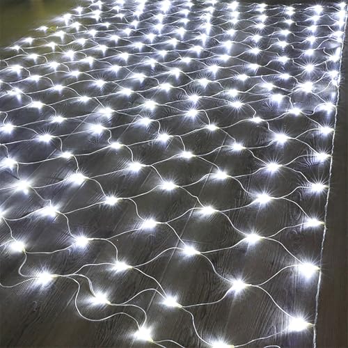 Qiydia Weihnachts-led-lichternetz, wasserdichte Netz-feenkette, 8 Modi Dekorative Netzlichter für Weihnachtsbäume, Büsche, Hochzeit, Garten, Party, Drinnen Und Draußen(3m x 2m 320led, White) von Qiydia