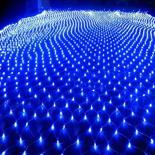 Qiydia wasserdichte Led-lichternetze für Den Außenbereich, 8 Beleuchtungsmodi, Verbindbare Netzlichter für Weihnachtsbäume, Büsche, Hochzeiten, Gärten, Draußen, Drinnen(3m x 2m 320led, Blue) von Qiydia