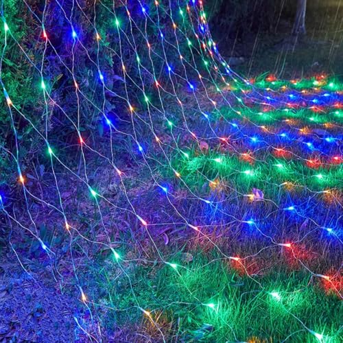 Qiydia wasserdichte Led-lichternetze für Den Außenbereich, 8 Beleuchtungsmodi, Verbindbare Netzlichter für Weihnachtsbäume, Büsche, Hochzeiten, Gärten, Draußen, Drinnen(3m x 2m 320led, Color) von Qiydia