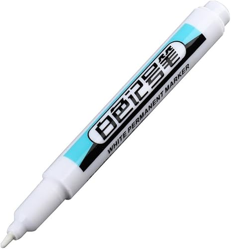 Qiyuting Weißer Permanentmarker, feiner weißer Marker, wasserfester, schnell trocknender Stoffmarker, Holzbearbeitungsmarker auf Ölbasis, 1,0 mm von Qiyuting