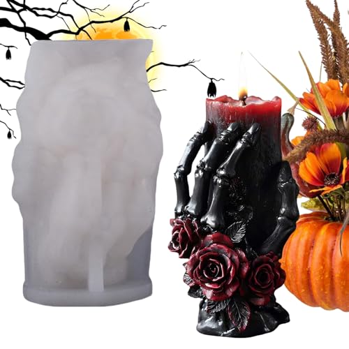 Qkbuza Kerzenformen Schädel Halloween – 3D-Form für Kerzenwachs Skelett | Wiederverwendbare weiche Form Handwerk Party Gips Ton für Erwachsene Qkbuza Kerzenformen Schädel Halloween – 3D-Form für Kerzenwachs Skelett | Wiederverwendbare weiche Form Handwerk Party Gips Ton für Erwachsene von Qkbuza