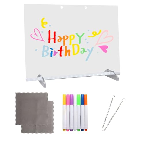 Qkbuza Leuchtende Zeichentafel Für Kinder | Acryl Trockenlöschtafel Mit Licht,Malbrett Mit 7-Farben Stiften Für Büro Unterricht Familie Kinder von Qkbuza