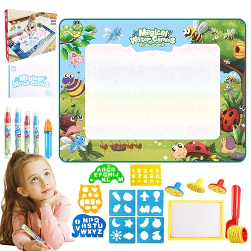 Qkbuza Wassermalmatte, Wasser-Doodle-Zeichenblock - 150 x 90 cm großes Zeichenmatten-Spielzeug,Wassermalmatte, Malset, Zeichenbrett, kein Durcheinander, wiederverwendbar, lehrreich, Spaß für er, für von Qkbuza