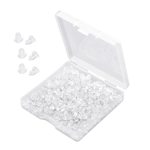 Silikon-Ohrring-Verschlüsse für Ohrstecker, Gummi-Kunststoff, transparent, weich, Ohrring-Verschlüsse, Cluth-Ring-Stopper, Ersatz für Fischhaken-Ohrringe von QkonkgnS