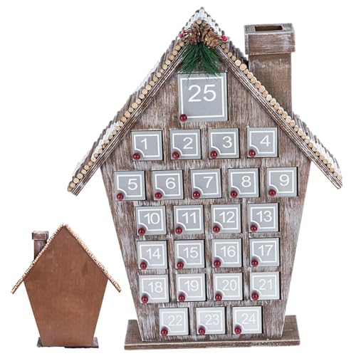 Holz Adventskalender 16x13x3 Zoll wiederverwendbares Haus mit 24 Schubladen DIY, um für Urlaubsgeschenke Dekoration zu füllen, Weihnachtsab Adventskalender Holz Adventskalender 16x13x3 Zoll wiederverwendbares Haus mit 24 Schubladen DIY, um für Urlaubsgeschenke Dekoration zu füllen, Weihnachtsab Adventskalender von QmjdDymx