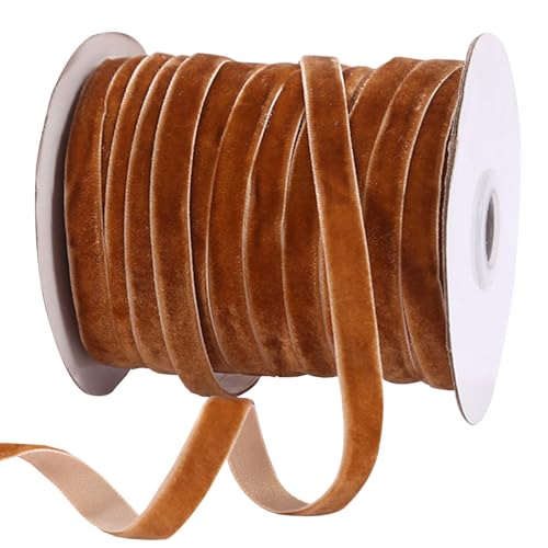 QmjdDymx 1 Rolle braunes Samtband 50 Yards für Geschenkverpackungen, 3/8" breites einseitiges Samtkräuselband mit Spule handgemachtes Samt-Haarband für Basteldekorationen, Weihnachtsbaum QmjdDymx 1 Rolle braunes Samtband 50 Yards für Geschenkverpackungen, 3/8" breites einseitiges Samtkräuselband mit Spule handgemachtes Samt-Haarband für Basteldekorationen, Weihnachtsbaum von QmjdDymx