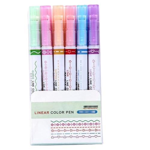 QmjdDymx 6pcs Highlighters verschiedene Farben, komfortable grip dekorative Marker mit Sternen & Blumen, Schnelltrocknungsstempel für kreative Notizen und Graffiti, Highlighters verschiedene Farben von QmjdDymx