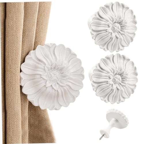 Vorhang Hold Backs, 2pcs Blumenkopf Vorhang Holdbacks 3.4x3.2, Harz dekorative Binde -Rücken für Vorhänge, Haken für hängende Mäntel, Schals, Hüte Vorhang Hold Backs, 2pcs Blumenkopf Vorhang Holdbacks 3.4x3.2, Harz dekorative Binde -Rücken für Vorhänge, Haken für hängende Mäntel, Schals, Hüte von QmjdDymx