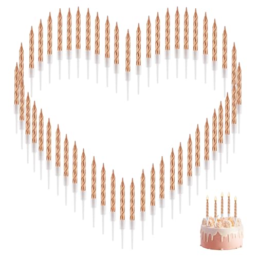 60 Stück Spiral Geburtstagskerzen, Rauchfreie Metallische Kuchenkerzen mit Halterungen, Tortenkerzen, Ideal für Kuchen & Torten Dekorationen bei Geburtstag, Hochzeit und Party 7,5 cm (Champagnergold) 60 Stück Spiral Geburtstagskerzen, Rauchfreie Metallische Kuchenkerzen mit Halterungen, Tortenkerzen, Ideal für Kuchen & Torten Dekorationen bei Geburtstag, Hochzeit und Party 7,5 cm (Champagnergold) von Qneneam