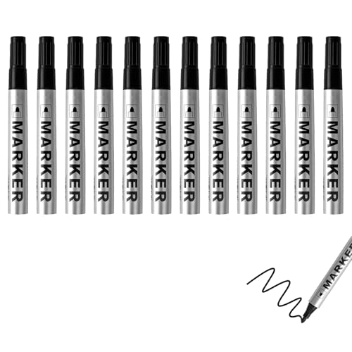 Qneneam 12 Set Schwarze Permanent Marker Wasserfeste, Lackstift zur Markierung, Rundspitze 2 mm, für Glas, Stein, Holz, Kunststoff und Papier, Permanent und schnell trocknend Qneneam 12 Set Schwarze Permanent Marker Wasserfeste, Lackstift zur Markierung, Rundspitze 2 mm, für Glas, Stein, Holz, Kunststoff und Papier, Permanent und schnell trocknend von Qneneam