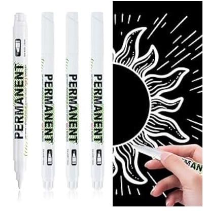 4 Stück Permanent Marker Weiß, Weißer Lackstift, Acrylstift, Stift Weiß Wasserfest 1mm Feine Spitze, für Vielseitigen Einsatz auf Schwarzes Papier/Kunststoff/Steinbemalung/Keramik/Holz/Metall/Leder 4 Stück Permanent Marker Weiß, Weißer Lackstift, Acrylstift, Stift Weiß Wasserfest 1mm Feine Spitze, für Vielseitigen Einsatz auf Schwarzes Papier/Kunststoff/Steinbemalung/Keramik/Holz/Metall/Leder von Qneneam