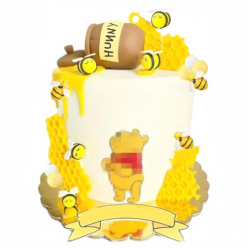 Qoadwem Kuchendekoration für Honigglas, Bienen-Kuchenaufsätze mit Wabenmuster, Honigglas und Abdeckung, Sonnenblumenkuchendekoration für Babyparty, Geburtstag, Partyzubehör, 25 Stück Qoadwem Kuchendekoration für Honigglas, Bienen-Kuchenaufsätze mit Wabenmuster, Honigglas und Abdeckung, Sonnenblumenkuchendekoration für Babyparty, Geburtstag, Partyzubehör, 25 Stück von Qoadwem