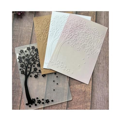 Qoiseys 2D-Prägeschablone aus Kunststoff, Motiv: Blumenkranz, Baum, zur Kartenherstellung, Prägeschablone, Papierkarte für DIY, Scrapbooking, Fotoalbum, Karten, Papierbasteln, Dekoration (07) von Qoiseys