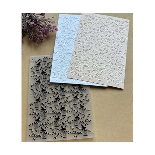 Qoiseys 2D-Prägeschablone für Vogelkäfig, Blumen, Schmetterlinge, Löwenzahn, Kunststoff, Prägeschablone, Papierkarte für DIY, Scrapbooking, Fotoalbum, Karten, Papierbasteln, Dekoration (02) von Qoiseys