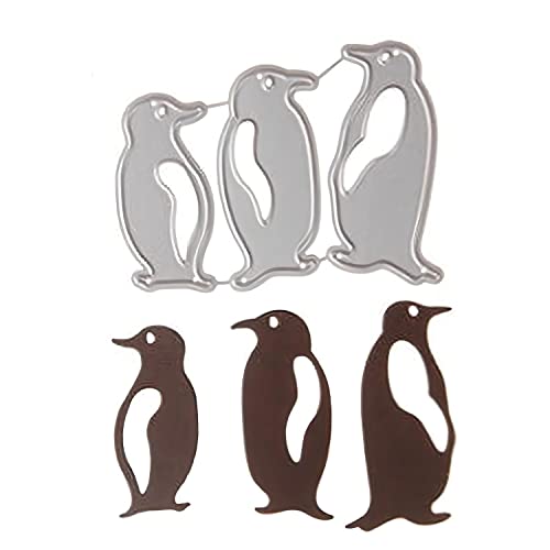 Qoiseys 3 Pinguine Metall-Stanzformen für Kartenherstellung, Stanzschablonen für DIY, Scrapbooking, Fotoalbum, dekorative Papier, Basteln, Prägeschablone von Qoiseys