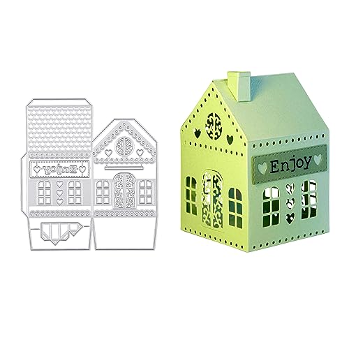 Qoiseys 3D-Haus-Metall-Stanzformen für Kartenherstellung, Stanzschablonen für DIY, Scrapbooking, Fotoalbum, dekoratives Papier, Basteln, Prägeschablone von Qoiseys