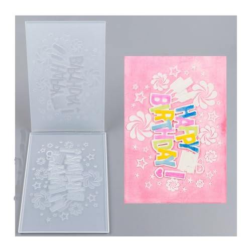 Qoiseys 3D-Prägeschablone aus Kunststoff mit Aufschrift "Happy Birthday", zur Kartenherstellung, Prägeschablone, Papierkarte für DIY, Scrapbooking, Fotoalbum, Karten, Papierbasteln, Dekoration (01) von Qoiseys