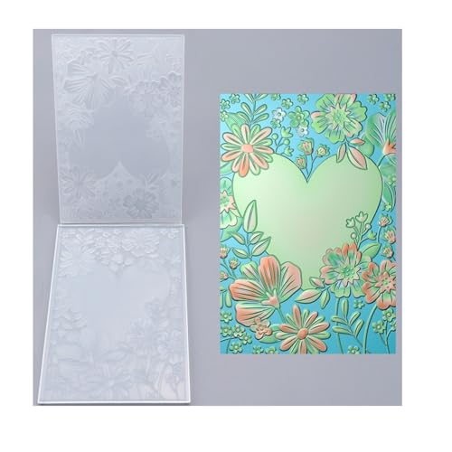 Qoiseys 5 x 3D-Liebesblumen-Prägeschablonen für Kartenherstellung, Vorlage, Papierkarten-Prägeschablone für DIY-Kunstwerke, Scrapbooking, Fotoalbum, Papierbasteldekoration (02) von Qoiseys
