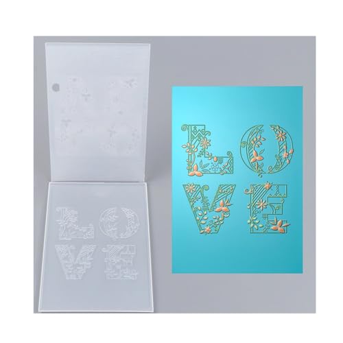 Qoiseys 5 x 3D-Liebesblumen-Prägeschablonen für Kartenherstellung, Vorlage, Papierkarten-Prägeschablone für DIY-Kunstwerke, Scrapbooking, Fotoalbum, Papierbasteldekoration (04) von Qoiseys