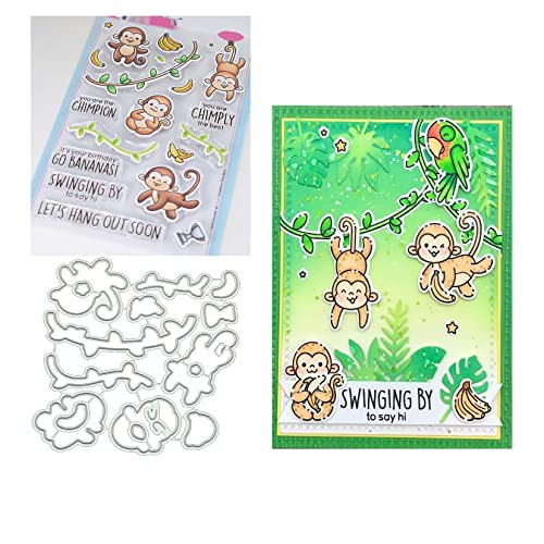 Qoiseys Affen und Bananen Stempel und Stanzschablonen Set, Stempel und Stanzen Set Basteln Prägeschablone,Silikonstempel Metall Die Stanzen für DIY Scrapbooking Fotoalbum Qoiseys Affen und Bananen Stempel und Stanzschablonen Set, Stempel und Stanzen Set Basteln Prägeschablone,Silikonstempel Metall Die Stanzen für DIY Scrapbooking Fotoalbum von Qoiseys