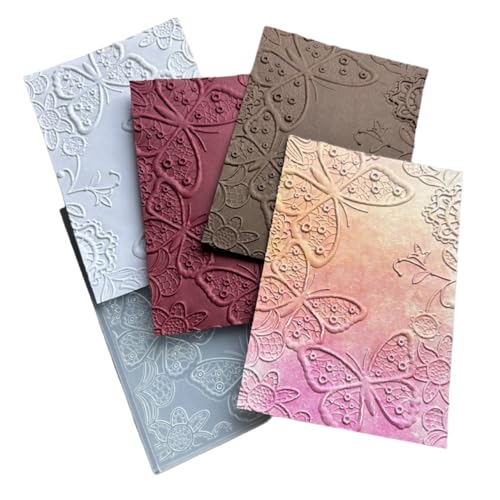 Qoiseys Bambus-Narzissen-Schmetterling, 3D-strukturierte Prägeschablonen für Kartenherstellung, Papierbasteln, Impressionen, Vorlage für DIY, Scrapbooking, Fotoalbum (16 x 11,4 cm) (03) von Qoiseys