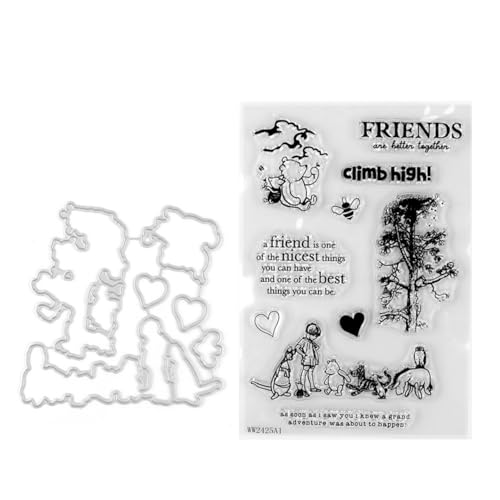 Qoiseys Friends Forever transparente Stempel und Stanzformen-Sets für Kartenherstellung, Stanzschablonen für DIY, Scrapbooking, Fotoalbum, dekoratives Papier, Basteln, Prägeschablone (02) von Qoiseys